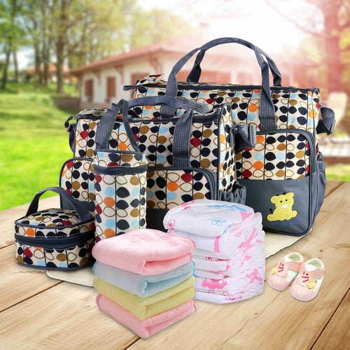 5-Piece Baby Diaper Bag Set - Mummy Shoulder Bag with Accessories | Complete Nursery Kit