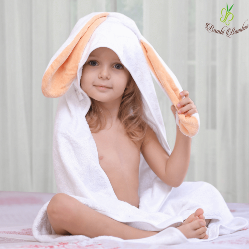 Bamboo Bunny Hooded Towel Set - Extra Large 34x34" + 2 Washcloths | Hypoallergenic