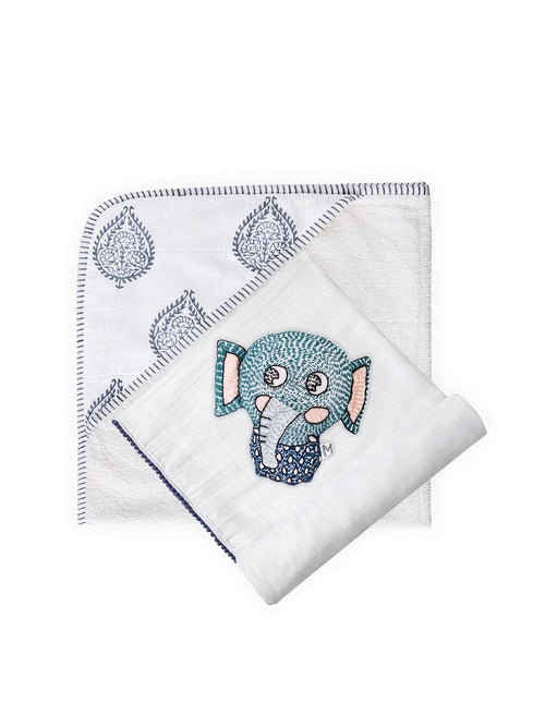 3-Piece Bamboo Newborn Gift Set - Hooded Towel, Swaddle & Rattle | Perfect Baby Shower Gift