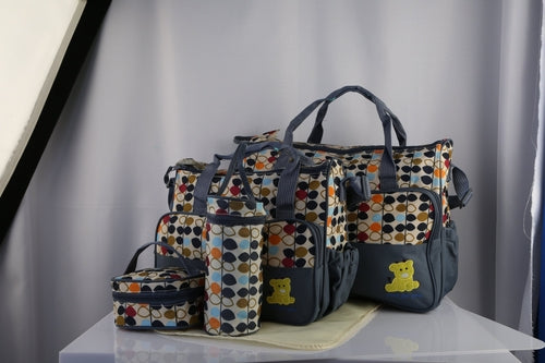 5-Piece Baby Diaper Bag Set - Mummy Shoulder Bag with Accessories | Complete Nursery Kit