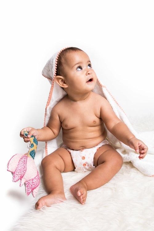 3-Piece Bamboo Newborn Gift Set - Hooded Towel, Swaddle & Rattle | Perfect Baby Shower Gift